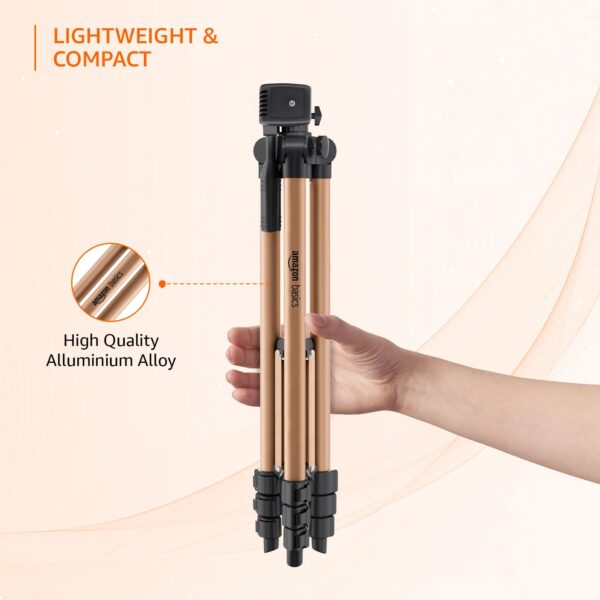 AMAZONBASICS Lightweight 41-134cm Tripod with Mobile Holder & Carry Bag | for All Camera/Go pro/Smartphones| Copper - Image 3