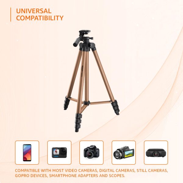 AMAZONBASICS Lightweight 41-134cm Tripod with Mobile Holder & Carry Bag | for All Camera/Go pro/Smartphones| Copper - Image 4
