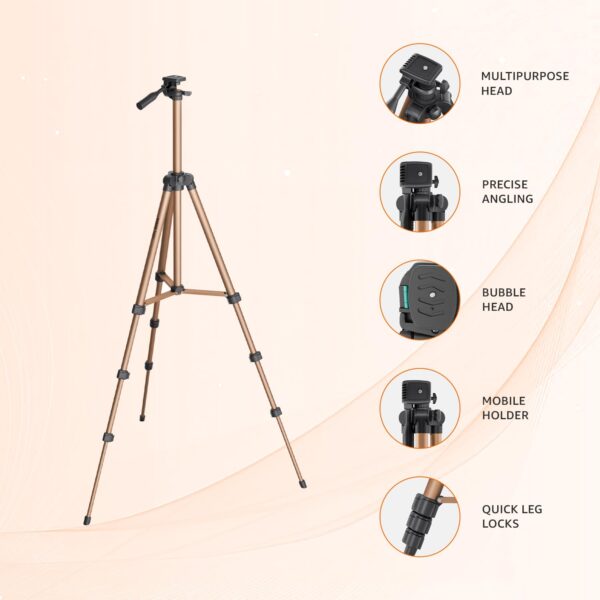 AMAZONBASICS Lightweight 41-134cm Tripod with Mobile Holder & Carry Bag | for All Camera/Go pro/Smartphones| Copper - Image 5