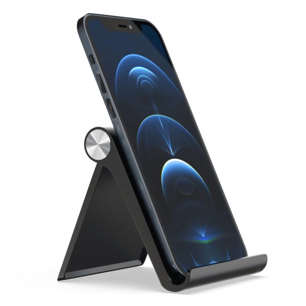 amazon basics Multi Angle Desktop Foldable Stand Tablet/Mobile Stand Holder for iPhone, Android, Samsung, OnePlus, Xiaomi, Smartphones. Portable, for Your Bed,Home, Office, Home (Black) - Image 3