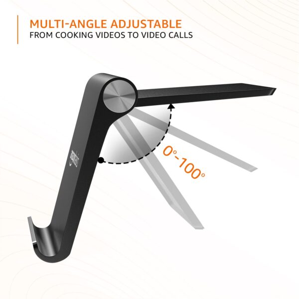 amazon basics Multi Angle Desktop Foldable Stand Tablet/Mobile Stand Holder for iPhone, Android, Samsung, OnePlus, Xiaomi, Smartphones. Portable, for Your Bed,Home, Office, Home (Black) - Image 5
