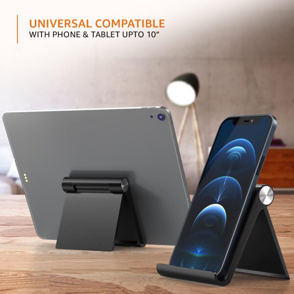 amazon basics Multi Angle Desktop Foldable Stand Tablet/Mobile Stand Holder for iPhone, Android, Samsung, OnePlus, Xiaomi, Smartphones. Portable, for Your Bed,Home, Office, Home (Black) - Image 6