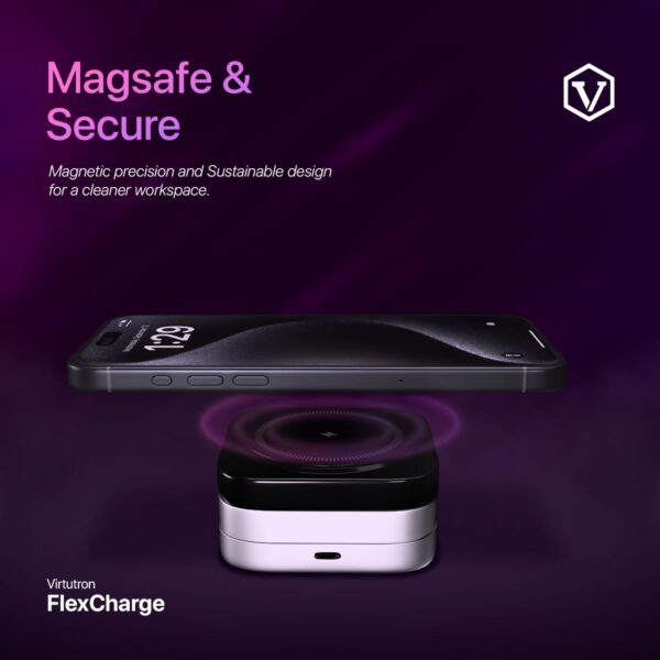 Virtutron Foldable Wireless Charger Hub for Magsafe| Magnetic 3-in-1 Charging Station Compatible for Apple iPhone Devices 16/15/14/13/12 Pro Max Plus, Apple Watch, and Airpods (Wx008), Multi - Image 6