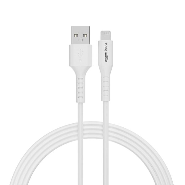 AmazonBasics Amazon Basics USB A to Lightning MFi Certified Charging Cable (White, 1.2 meter) - Image 2