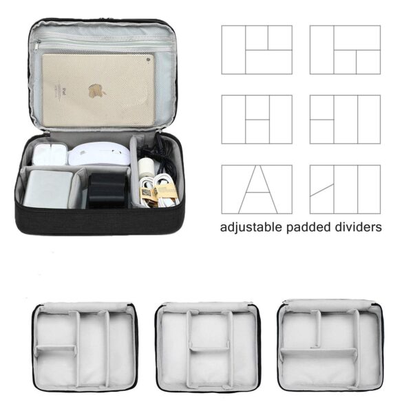 Seagull Flight of Fashion Double Layer Electronic Gadget Organizer Case, Cable Organizer Bag for Accessories with Mobile Stand - 27 X 20 X 9 Cm - Black - Model 1 - Image 8