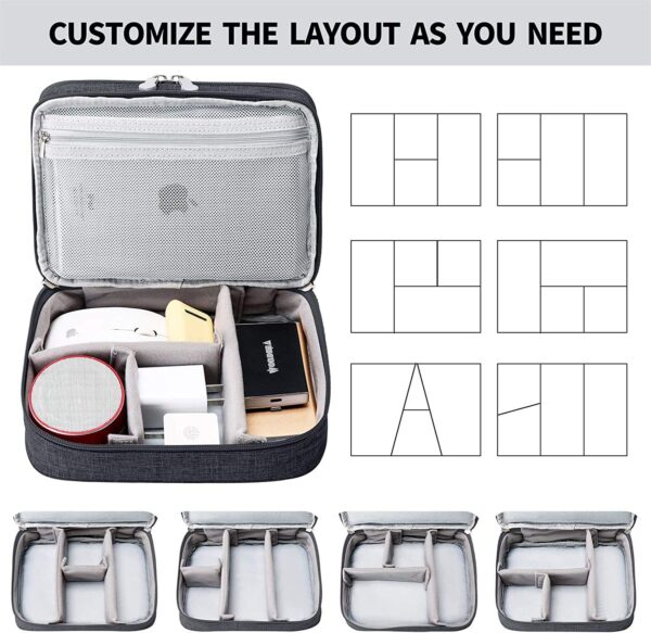 Seagull Flight of Fashion Double Layer Electronic Gadget Organizer Case, Cable Organizer Bag for Accessories with Mobile Stand - 27 X 20 X 9 Cm - Black - Model 1 - Image 9