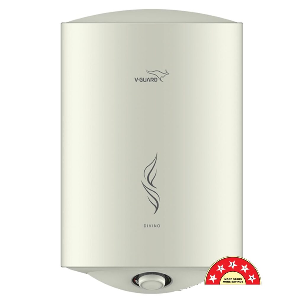V-Guard Divino Geyser 15 Litre Wall Mount Water Heater For Home|5 Star Rating|Vitreous Enamel Tank Coating|Advanced Multi-Layered Safety|Suitable For Hard Water&High-Rise Buildings|White