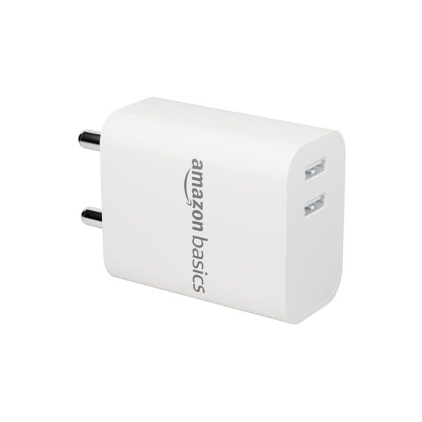 Amazon Basics 12W Dual Port Fast Charger | 12W Max Output | Includes 1 m Type C Cable | Universal Compatibility - Image 2