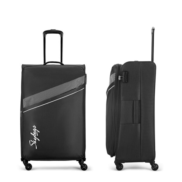 Skybags Trick Polyester Softsided 80 Cm Cabin Stylish Luggage Speed_Wheel Trolley with 4 Wheels|Black Trolley Bag - Unisex - Image 3