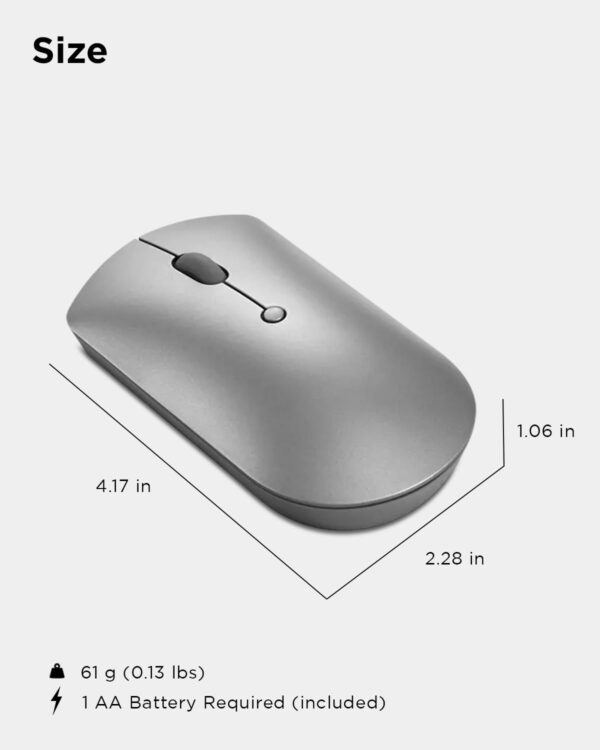 Lenovo 600 Bluetooth 5.0 Silent Mouse: Compact, Portable, Dongle-Free Multi-Device connectivity with Microsoft Swift Pair | 3-Level Adjustable DPI up to 2400 | Battery Life: up to 1 yr - Image 9