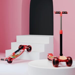 Lifelong Kick Scooter with Adjustable Height – Foldable Scooter – Skate Scooter for Kids with PVC Wheel – Max User weight-50 kg, Red & Black, 6 Months Manufacturer’s Warranty, LLKS02
