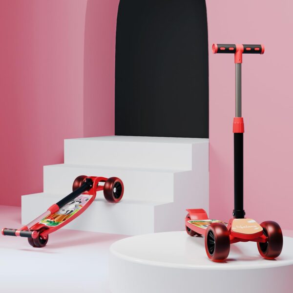 Lifelong Kick Scooter with Adjustable Height - Foldable Scooter - Skate Scooter for Kids with PVC Wheel - Max User weight-50 kg, Red & Black, 6 Months Manufacturer's Warranty, LLKS02