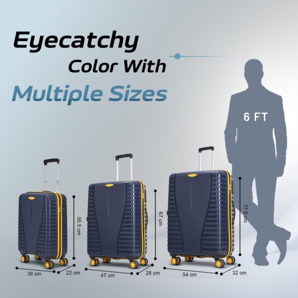Aristocrat Airpro Plus Check-in 66 Cm(Medium) 8 Wheel Spinners Trolley Bags for Travel Hard Case Luggage, Lightweight Bag with TSA Lock & Anti-Theft Zipper(Blue), Black - Image 7