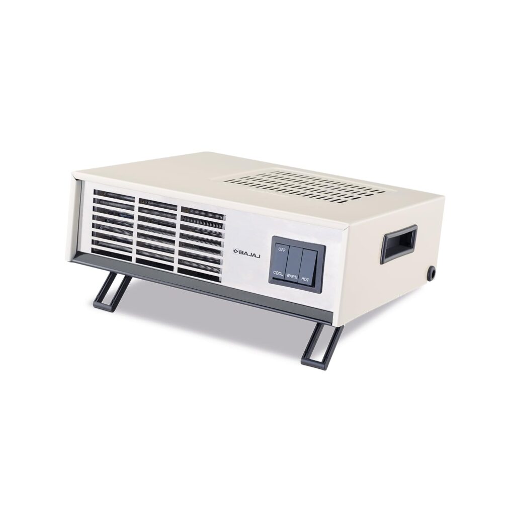 Bajaj Blow Hot Portable Room Heater For Bedroom |2 Heat Settings-1000W/2000 Watts|Ideal Room Heater For Winter|Easy Mobility|Compact Design|Auto-Thermal Cut-Off|2-Yr Warranty| White Color