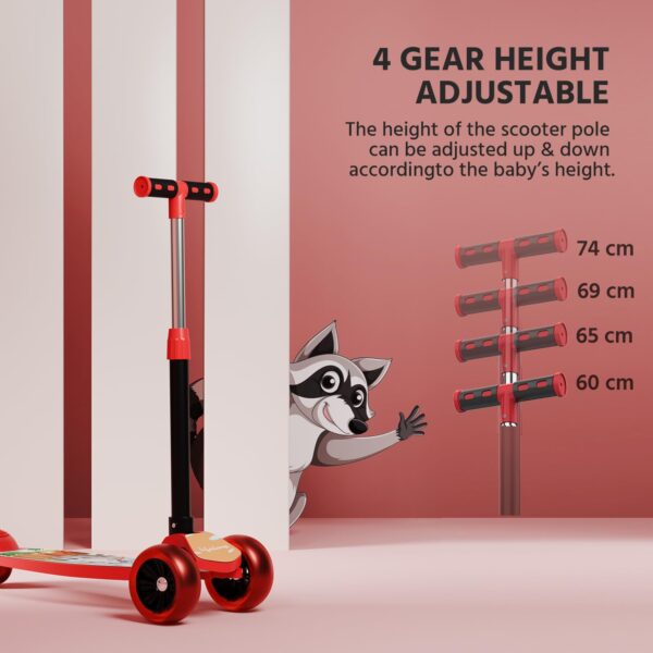 Lifelong Kick Scooter with Adjustable Height - Foldable Scooter - Skate Scooter for Kids with PVC Wheel - Max User weight-50 kg, Red & Black, 6 Months Manufacturer's Warranty, LLKS02 - Image 4