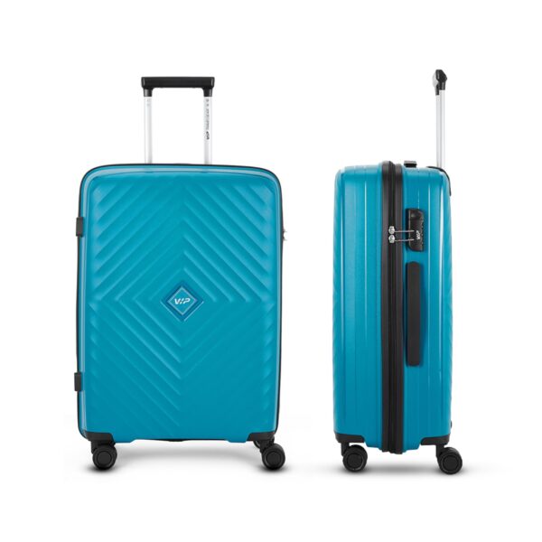 VIP Polypropylene (PP) Quad Active Check-in 66 Cm (Medium) 8 Spinner Wheels Trolley Bags for Travel, Hard Case Lightweight Bag with Combination Lock, Tough Suitcase for Travel (Blue) - Image 3