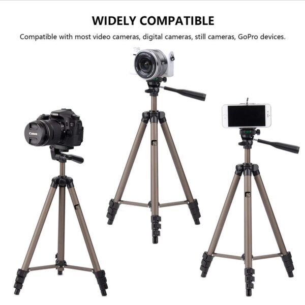 Syvo WT 3130 Aluminum Tripod (133CM), Universal Lightweight Tripod with Mobile Phone Holder Mount & Carry Bag for All Smart Phones, Gopro, Cameras - Image 6