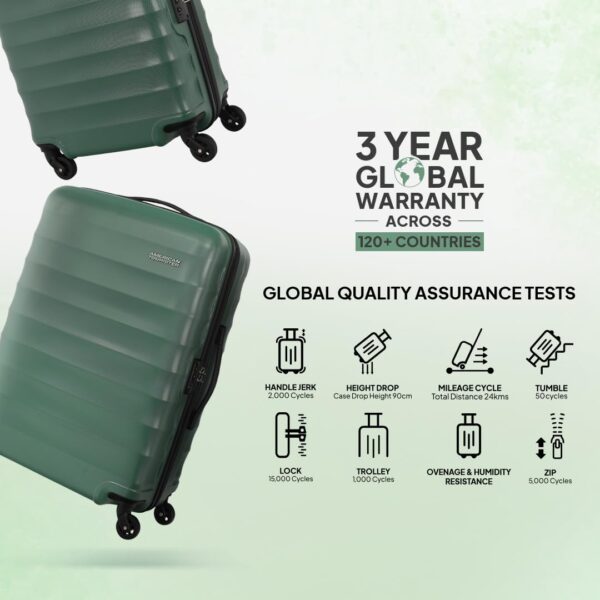 American Tourister Polycarbonate Barcelona 79 Cms Large Spinner 4 Wheels Hardside Check-in Suitcase with Smooth Sliding Wheels & Pack Smart Interiors - Forest Green, H-55 Cm - Image 8