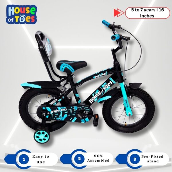 HOUSE OF TOES 16T Cycle for Kids 5 to 7 Years - Bicycle for Boys & Girls - Single Speed Bike/Bicycle - 95% Pre-Assembled - Balance Wheels - Suitable for Young Boys & Girls - Blue - Image 6