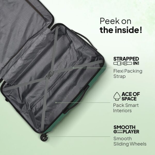 American Tourister Polycarbonate Barcelona 79 Cms Large Spinner 4 Wheels Hardside Check-in Suitcase with Smooth Sliding Wheels & Pack Smart Interiors - Forest Green, H-55 Cm - Image 5