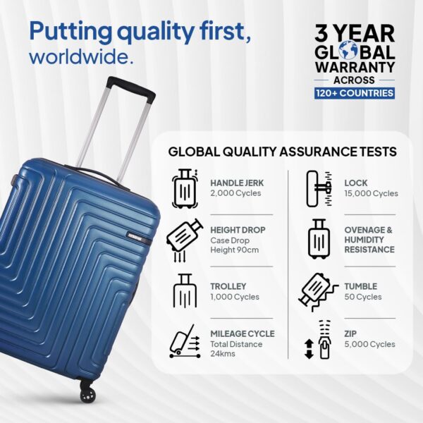 American Tourister Ivy Nxt 55CM Small Hard Luggage Polycarbonate Cabin Trolley Bags for Travel with Mounted TSA Lock for Men & Women - Blue - Image 7