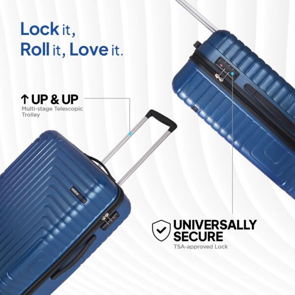 American Tourister Ivy Nxt 55CM Small Hard Luggage Polycarbonate Cabin Trolley Bags for Travel with Mounted TSA Lock for Men & Women - Blue - Image 4