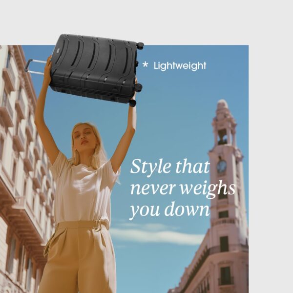 Skybags Curve Set of 3 Hard Spinner Luggage (Cabin+Medium+Large)|Polypropylene Spinner Luggage Trolley with 8 Wheels| Black|Unisex, 55 cm, 65 Cm, 75 Cm, Small, Medium, Large - Image 5