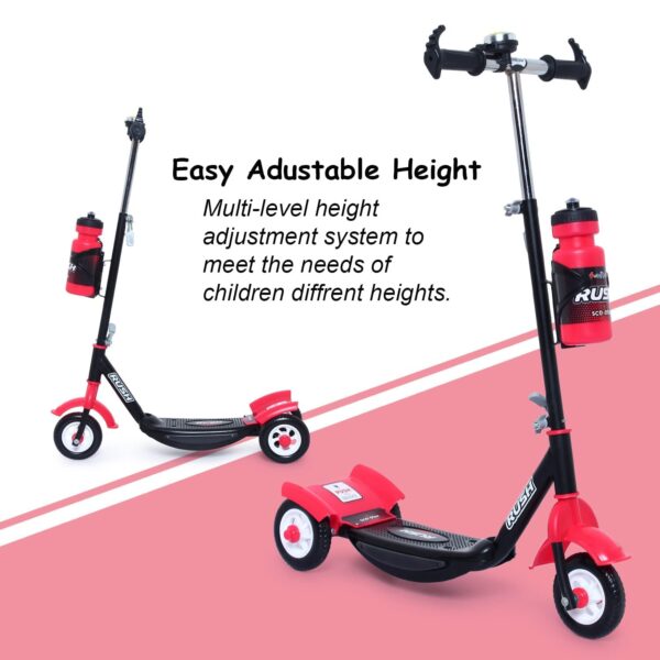 Fun Ride Funride Kids Scooter, Rush Three Wheel Kick Scooters for Boys & Girls with Sipper, Bell, Adjustable Height & Rear Brake, 3 Wheels Skate for Age 3-10 Years (Red) - Image 10