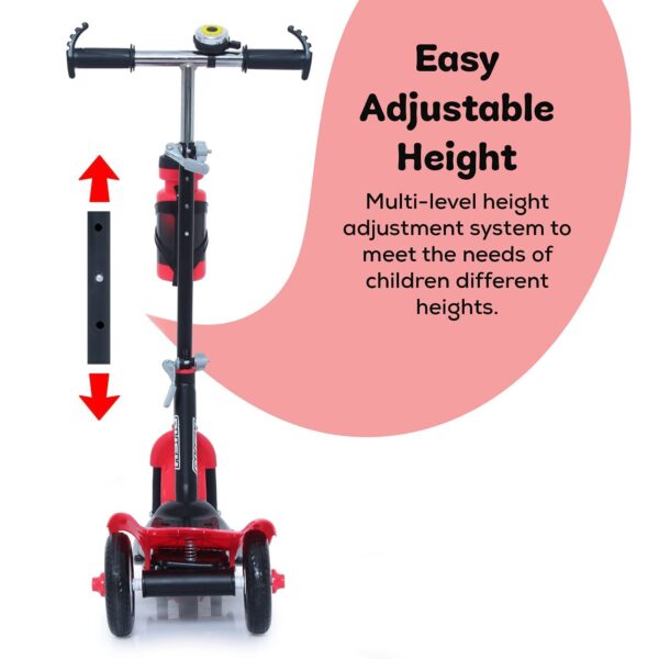 Fun Ride Funride Kids Scooter, Rush Three Wheel Kick Scooters for Boys & Girls with Sipper, Bell, Adjustable Height & Rear Brake, 3 Wheels Skate for Age 3-10 Years (Red) - Image 8