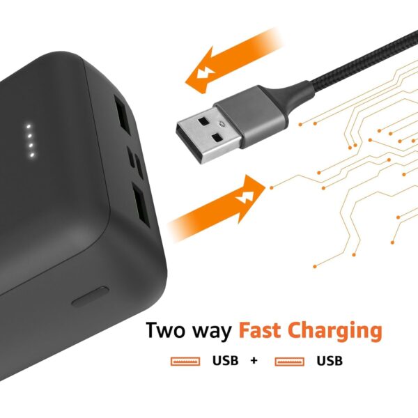 Amazon Basics 27000 mAh Power Bank | 22.5W Fast Charging | Triple Output | Smartphones, TWS, Speakers, Tablets (Black) - Image 4
