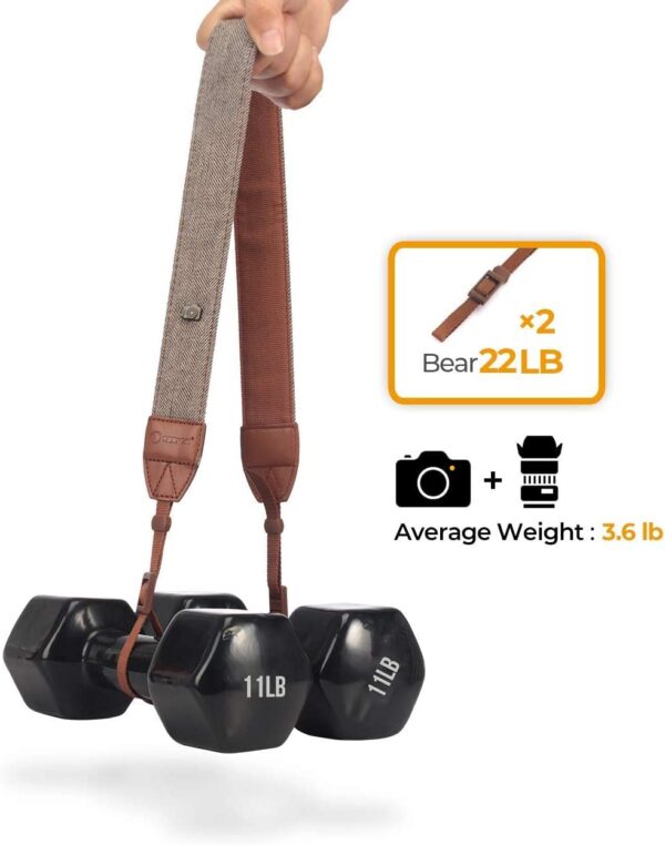 RKPM HOMES Camera Strap Sling belt | Adjustable Shoulder Neck Vintage | for All DSLR Camera Nikon Canon Sony Pentax | Cotton Leather finish Hooks Safety cross-body women Men – Brown - Image 4