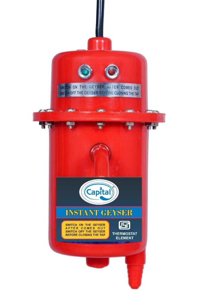 CAPITAL Instant Water Geyser, 1 Litre Portable Heater, Made Of First Class Abs Plastic, Auto Cut Off Feature with 1 Year Manufacturer Warranty (Red)