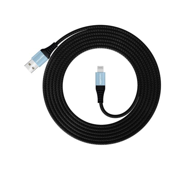 amazon basics Usb C To Lightning Aluminum With Nylon Braided Mfi Certified Charging Cable (Grey, 2 Meter), Black - Image 5