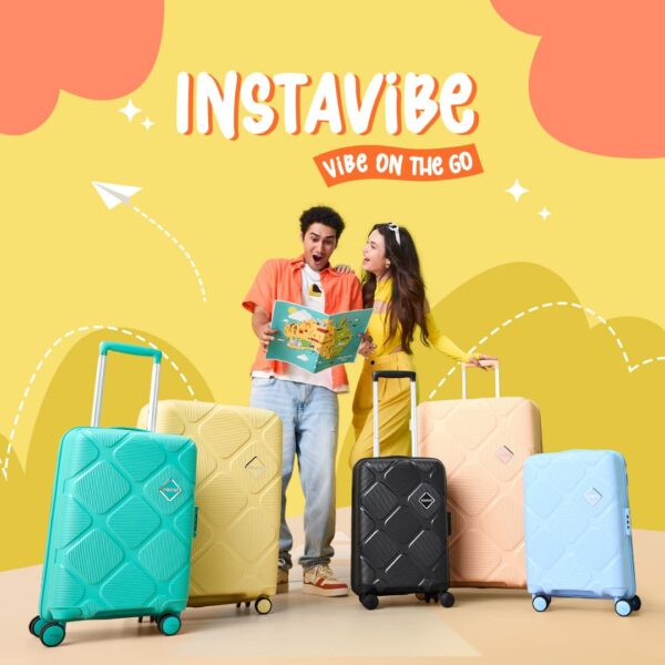 American Tourister Instavibe 79 CM Trolley Bag for Travel Large Polypropelene Suitcase with Mounted TSA Lock, Double Wheels, Flexi Packing Straps, and Side Hooks for Men & Women - Peach Blossom - Image 3