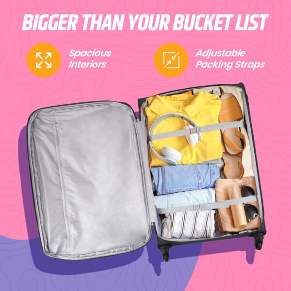 Skybags Trick Polyester Softsided 80 Cm Cabin Stylish Luggage Speed_Wheel Trolley with 4 Wheels|Black Trolley Bag - Unisex - Image 7