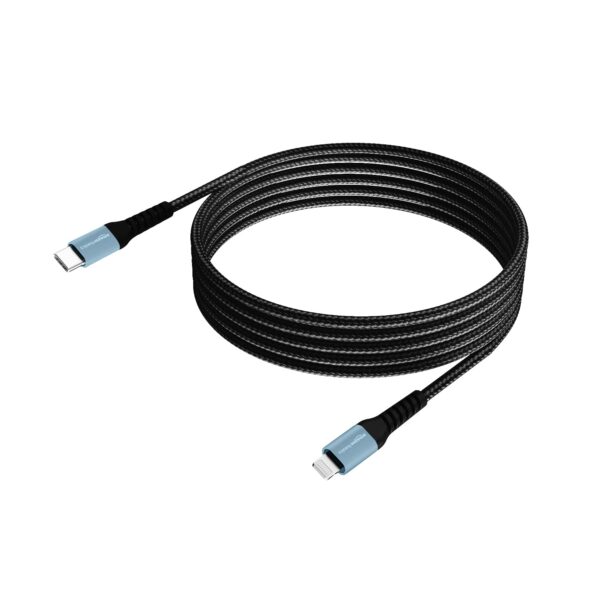 amazon basics Usb C To Lightning Aluminum With Nylon Braided Mfi Certified Charging Cable (Grey, 2 Meter), Black - Image 8