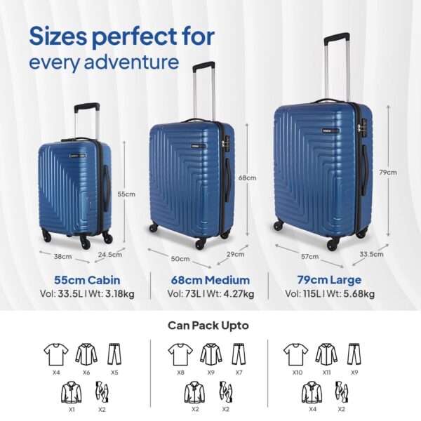 American Tourister Ivy Nxt 55CM Small Hard Luggage Polycarbonate Cabin Trolley Bags for Travel with Mounted TSA Lock for Men & Women - Blue - Image 6