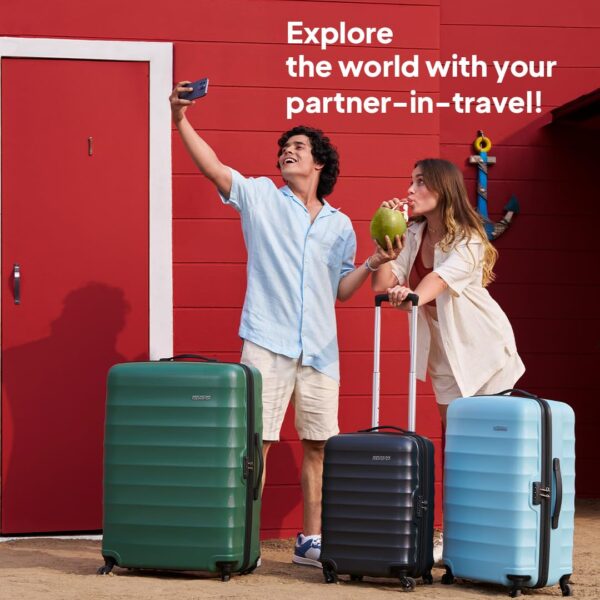 American Tourister Polycarbonate Barcelona 79 Cms Large Spinner 4 Wheels Hardside Check-in Suitcase with Smooth Sliding Wheels & Pack Smart Interiors - Forest Green, H-55 Cm - Image 3
