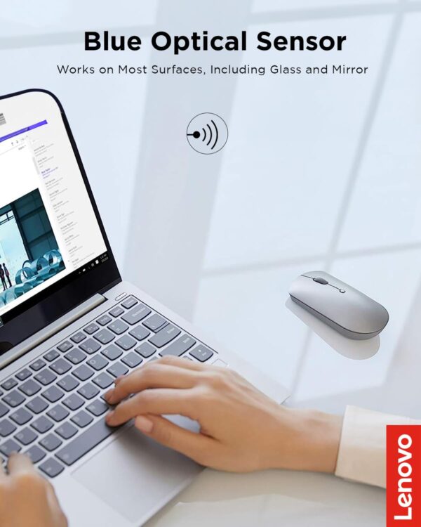 Lenovo 600 Bluetooth 5.0 Silent Mouse: Compact, Portable, Dongle-Free Multi-Device connectivity with Microsoft Swift Pair | 3-Level Adjustable DPI up to 2400 | Battery Life: up to 1 yr - Image 10