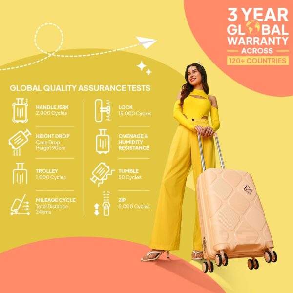 American Tourister Instavibe 79 CM Trolley Bag for Travel Large Polypropelene Suitcase with Mounted TSA Lock, Double Wheels, Flexi Packing Straps, and Side Hooks for Men & Women - Peach Blossom - Image 7