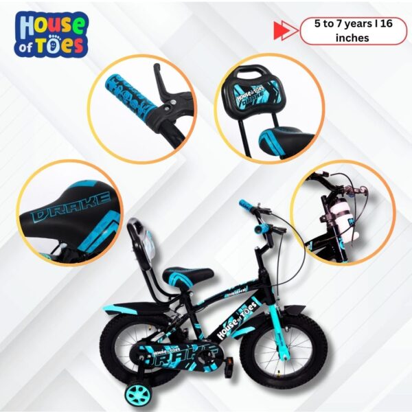 HOUSE OF TOES 16T Cycle for Kids 5 to 7 Years - Bicycle for Boys & Girls - Single Speed Bike/Bicycle - 95% Pre-Assembled - Balance Wheels - Suitable for Young Boys & Girls - Blue - Image 4