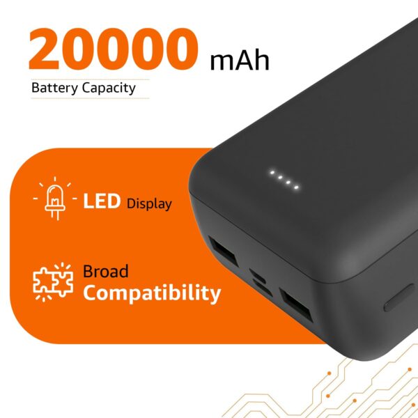 Amazon Basics 27000 mAh Power Bank | 22.5W Fast Charging | Triple Output | Smartphones, TWS, Speakers, Tablets (Black) - Image 3