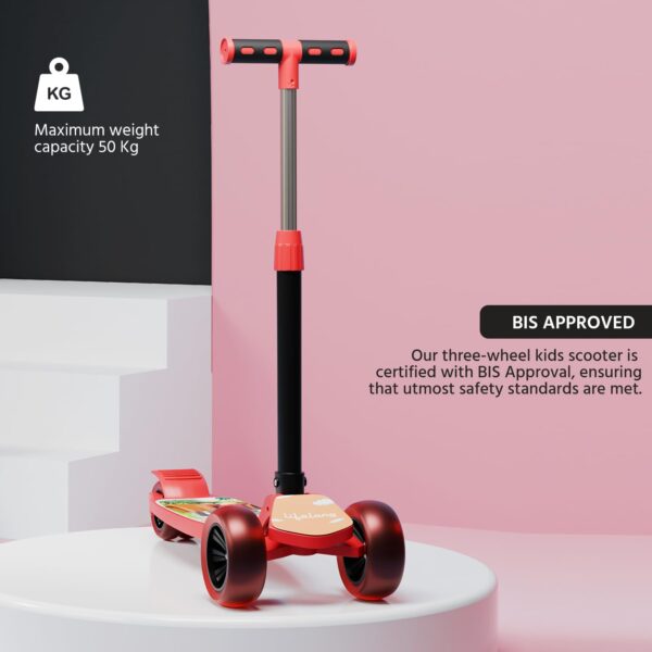 Lifelong Kick Scooter with Adjustable Height - Foldable Scooter - Skate Scooter for Kids with PVC Wheel - Max User weight-50 kg, Red & Black, 6 Months Manufacturer's Warranty, LLKS02 - Image 7