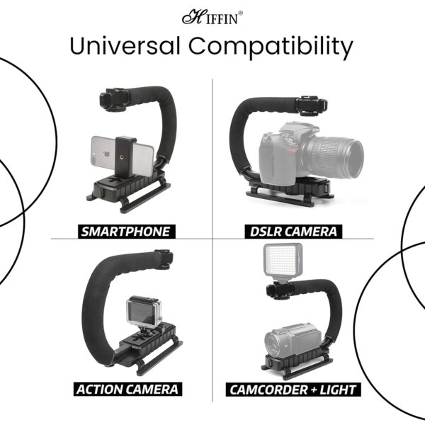 HIFFIN Universal Stabilizer C-Shape Bracket Low Position Shooting System Camera Rig Support Bracket Video Handheld Grip Professional Vlogging Fit for DSLR Cameras - Image 8
