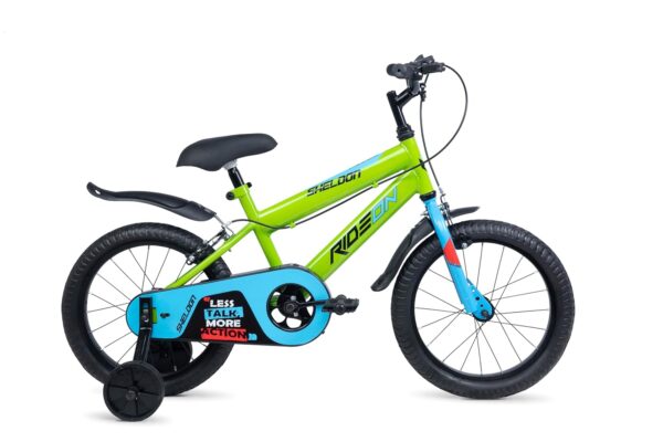 SHELDON Cycle for Kids Ride 16T with Training Wheels Single Speed Bike with Front Suspension & V-Brake Bicycle for Boy/Girls, 4 to 7 Years (Green) - Image 2