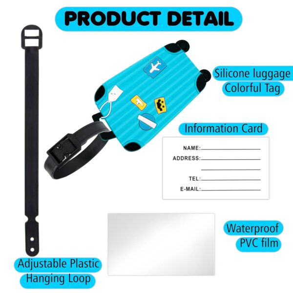 Storite Pack of 5 Luggage Tags, with Silicon Strap Travel Bag Tags for Easily Identification of Bags (Multicolour) - Image 4