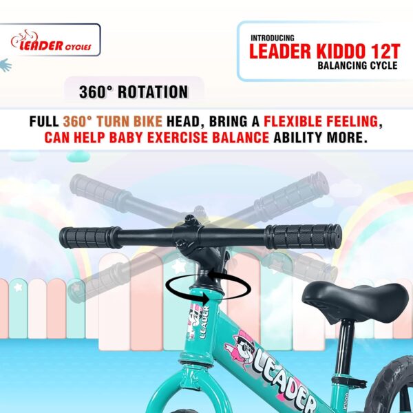 Leader Kiddo Kids Lightweight Pedal Free Kids Cycle for Girls and Boys of Ages 1 to 4 Years | Adjustable Seat | 98% Assembled | Early Learning Bike | Sea Green - Image 3