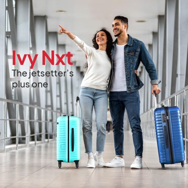 American Tourister Ivy Nxt 55CM Small Hard Luggage Polycarbonate Cabin Trolley Bags for Travel with Mounted TSA Lock for Men & Women - Blue - Image 3