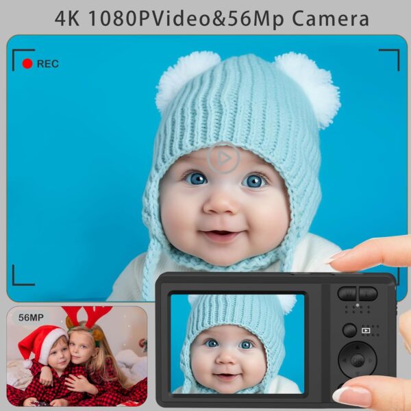 Focusify Digital Camera, 4K Ultra HD Cameras for Photography, Digital Point and Shoot Camera with 56Mp Autofocus 20X Zoom Anti Shake, Video Camera with 32GB SD Card for Kids, Teens, Beginners(Black) - Image 3