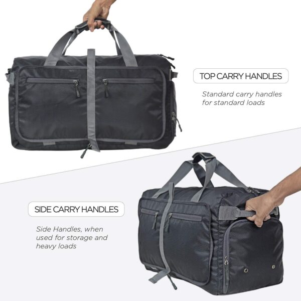 FATMUG Polyester Foldable Duffle Travel Bag Luggage For Travel, Packing & Storage - Men & Women - (60 L, Black, 28 Cm) - Image 8